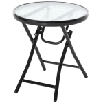 Outsunny Table basse ronde bistro de jardin Ø 45 x 50H cm pliable métal noir plateau verre trempé
