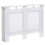 HOMCOM Cubre Radiadores, 111.5x19x82 cm, Cubierta para Radiador Moderna de MDF, con Estante Superior y Listones, para Salón, Dormitorio, Pasillo, Blanco