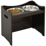 PawHut Erhöhter Hundenapf Höhenverstellbar Futternapf mit Ständer Wassernapf 2 x 2L Edelstahlnäpfen Langsamfutternapf verstellbar Fressnapf Futterstation Hundenäpfe für alle Hundegrößen, Kaffee