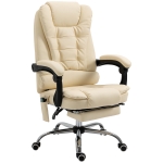 Vinsetto Poltrona da Ufficio Massaggiante Ergonomica ad Altezza Regolabile con 6 Punti, Sedia con Schienale regolabile e Poggiapiedi, Crema | Aosom Italy