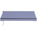 Outsunny Sonnenmarkise Markise Terrassenmarkise, inkl. Handkurbel, wetterbeständig, 247 cm x 295 cm, Blau + Weiß