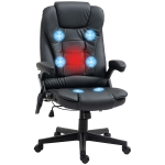 HOMCOM Fauteuil de bureau massant et chauffant électrique fauteuil bureau ergonomique revêtement synthétique noir