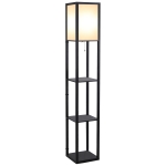 HOMCOM Lampadaire étagère 26L x 26l x 160H cm 3 étagères 4 Niveaux MDF Noir