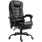 Vinsetto Silla de Oficina con 7 Puntos de Masaje con Reposapiés Retráctil Altura Ajustable Control Remoto y Tejido de PU Negro