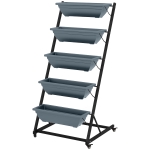 Outsunny Pflanzentreppe Blumentreppe Pflanzenregal, stapelbar, wetterbeständig, 65 x 67 x 145 cm, Grau + Schwarz