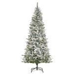 HOMCOM Albero di Natale 210 cm con Luci Incorporate, Albero di Natale Artificiale Innevato con 250 Luci LED Colorate, 829 Rami e Base Pieghevole, Verde
