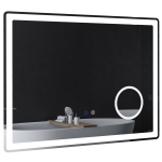 kleankin LED Badezimmerspiegel mit 3x Vergrößerung, Touch-Funktion, Memory-Funktion, kein Beschlagen, 80 x 60 cm