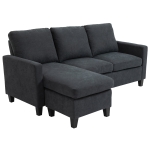 HOMCOM Ecksofa, Couchgarnitur, mit wendbarer Chaiselongue, 197 x 139 x 91cm, dunkelgrau