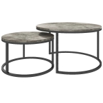 HOMCOM Salontafel-Set, 2 Ronde Tafels, Industrieel Ontwerp, Metalen Frame, Marmerlook/Grijs