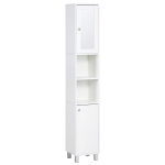 kleankin Meuble colonne de salle de bain armoire haute 2 placards 6 niches étagères réglables 30 x 28 x 180 cm blanc
