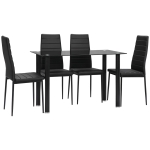 HOMCOM 5-tlg. Essgruppe Sitzgruppe Esstisch mit 4 Stühlen, modernes Design, Glastisch, Schwarz
