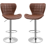 HOMCOM Lot de 2 Tabourets de Bar Design Contemporain Hauteur d'assise réglable 59-81 cm pivotant 360° PU marron