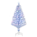 HOMCOM künstlicher Weihnachtsbaum mit 3 LED-Leuchten Christbaum Tannenbaum PVC Metall Weiß+Blau Ø60 x 120H cm