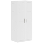 HOMCOM Double Paneled Door Wardrobe, with Shelves - White