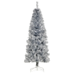 HOMCOM Albero di Natale Slim Artificiale Alto 150cm con 408 Rami, Albero di Natale Slim con Base Rimovibile, in PET e Acciaio, Argento