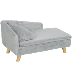 PawHut Hundesofa, weicher Plüschbezug, 2 Kissen, für Hunde bis 15 kg, 70 x 42,5 x 38,5 cm, Hellgrau