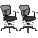 Vinsetto Lot de 2 fauteuils de bureau chaise en maille chaise de bureau assise haute réglable avec repose-pied