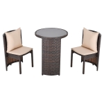 Outsunny Set Tavolino e Sedie da Giardino o da Esterno in Rattan, Set 3 Pz, Marrone e Beige