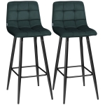 HOMCOM Barhocker 2er-Set, modernes Design, weicher Sitz, Stahlrahmen, 42 x 47 x 105 cm, Grün