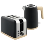 HOMCOM Stainless Steel Kettle and Toaster Set, 1.7L 3000W Fast Boil Kettle & 2 Slice Toaster Kitchen Set with 7 Level Browning Controls, Defrost, Reheat, Auto Off, Boil-dry Protection, Black