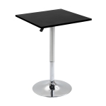 HOMCOM Tavolo Quadrato Regolabile in Altezza, Metallo e MDF, Tavolino da Bar, Cucina, Soggiorno, Nero, 60x60x69-91cm