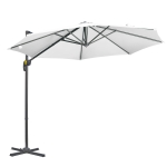 Outsunny Parasol déporté Ø 3 m octogonal inclinable manivelle avec pied en acier blanc