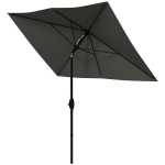 Outsunny Parasol rectangulaire inclinable 2x3 m avec manivelle toile polyester imperméabilisée haute densité 180g/m² gris foncé