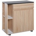 HOMCOM Carrello da Cucina con Ruote, Carrello Cucina con Cassetti Armadietto in Legno Truciolato 78x39.5x88.5cm