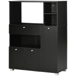 HOMCOM Meuble de micro-onde multi-rangements 2 placards 4 niches tiroir coulissant dim. 90L x 40l x 120H cm en bois noir