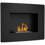 HOMCOM Șemineu pe Bioetanol 0,9L pentru Durată de 3,3 Ore, Șemineu Încorporabil din Oțel și Sticlă, 66x16x52 cm, Negru