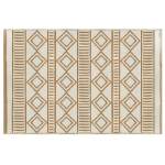 Outsunny Outdoorteppich Terrassenteppich, wetterbeständig, modernes Design, 121 cm x 182 cm x 0,3 cm, Grün + Creme