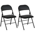 HOMCOM Juego de 2 Sillas Abatibles con Respaldo y Estructura de Acero para Oficina Estudio 45x46x78 cm Negro