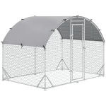 PawHut Gallinero 280x190x197 cm con Cubierta de Tela Oxford Impermeable y Resistente a los Rayos UV para Patio Plata
