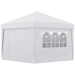 Outsunny Tonnelle de jardin pliante 3 x 3 x 2,75 m anti-UV 30 + avec fenêtres + parois latérales + sac de transport blanc