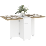 HOMCOM Tavolo Rettangolare Allungabile con 2 Cassetti e un Armadietto in Legno, 140x76x74 cm, Bianco e Color Legno