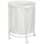 HOMCOM Wäschesammler, 100L Fassungsvermögen, Φ50x68H cm, Cremeweiß