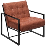 HOMCOM Fauteuil de salon Chesterfield Fauteuil Relax Assise Dossier capitonnés Structure métal revêtement synthétique Rouge