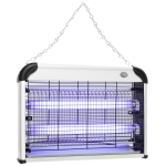 Outsunny Electric Fly Zapper, 20W Electric Fly Killer, Wall Hanging Bug Zapper Indoor & Outdoor Attracting Insect Mosquito Killer, Silver Tone