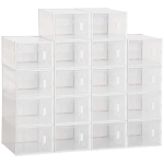 HOMCOM Organizador de Zapatos Modular Estantería Modulable con 18 Cubos Puertas Magnéticas 25x35x19 cm Transparente