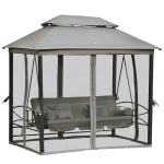 Outsunny Hollywoodschaukel Gartenschaukel Schaukel mit Seitenwänden 3-Sitzer Grau 256 x 172 x 248 cm