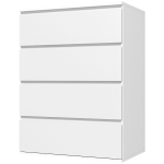 HOMCOM Cassettiera 4 Cassetti in Truciolato con Guide in Metallo e Maniglie Scanalate, 60x40x80 cm, Bianco
