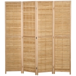HOMCOM 4-teiliger Raumteiler, 160 x 170 cm Faltbarer Sichtschutz aus Bambus für Wohnzimmer, Schlafzimmer, Natur