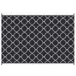 Outsunny Reversible Outdoor Rug, Plastic Straw Mat w/ Carry Bag Ground Stakes for Garden RV Picnic Beach Camping 182x274cm Black