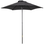 Outsunny Parasol Ø196 cm met Kantelfunctie, Zeshoekig voor Strand, Balkon en Tuin, Zwart