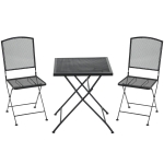 Outsunny Garten Sitzgruppe für 2 Personen Bistro-Set Garnitur 1 Tisch+2 faltbare Stühle für Terrasse Balkon Metall Grau