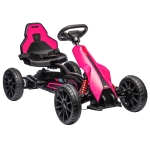 HOMCOM 12V Electric Go-Kart for Kids, Ride-On Racing Go-Kart, with Forward and Reversing Functions, for Ages 3-8 Years - Pink
