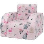 AIYAPLAY Kindersessel mit Bettfunktion, bis 3 Jahre/45 kg, Flamingo-Muster, 46,5x93x28,5 cm, Rosa