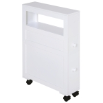 HOMCOM Mueble de Baño 2 Cajones Ahorra Espacio con 4 Ruedas 16x52x71,5 cm Blanco