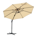 Outsunny Parasol déporté octogonal inclinable parasol rotatif 360° avec pied en croix 8 beleines manivelle inclus châssis alu.