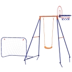 Outsunny Kinderschaukel-Set, Fußballtor, Basketballkorb, für 3 bis 8 Jahre, Stahlgestell